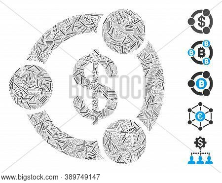 Line Mosaic Based On Financial Collaboration Icon. Mosaic Vector Financial Collaboration Is Composed