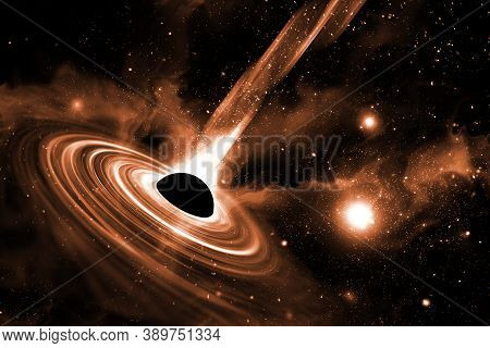 Universe Realistic Black Hole Space Background 3d Illustration