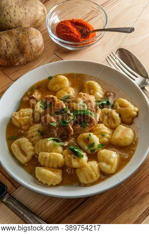 Hungarian Chicken Paprikash With Gnocchi Potato Dumplings And Basil