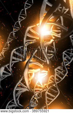 Abstract Dna Strand Double Helix Genetics 3d Illustration