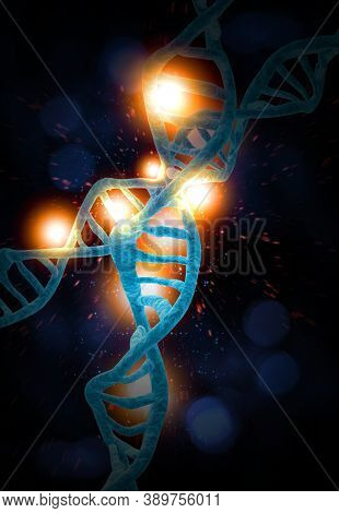 Abstract Dna Strand Double Helix Genetics 3d Illustration