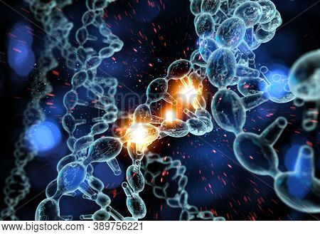 Abstract Dna Strand Double Helix Genetics 3d Illustration