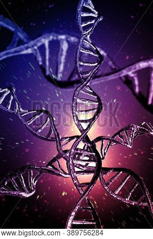 Abstract Dna Strand Double Helix Genetics 3d Illustration