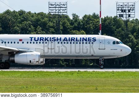 July 2, 2019, Moscow, Russia. Airplane Airbus A321-200 Turkish Airlines At Vnukovo Airport In Moscow