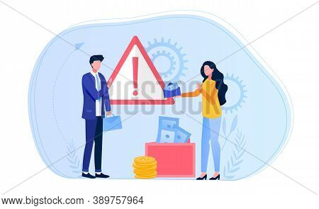 Abstract Anti-corruption Concept With A Woman Offering An Official A Bribe In An Envelope. Flat Vect