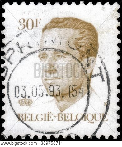 Saint Petersburg, Russia - September 18, 2020: Postage Stamp Issued In Belgium The Image Of The King