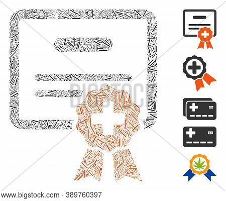 Line Mosaic Based On Medical Certification Icon. Mosaic Vector Medical Certification Is Formed With 