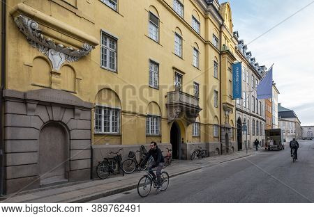 Copenhagen, Denmark - Oct 19, 2018: Ornate Buildings In Classical European Architectural Designs Alo