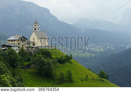 Mountain Landscape At Summer Along The Road To Colle Santa Lucia, Dolomites, Belluno Province, Venet