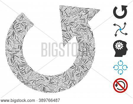 Dash Mosaic Based On Rotate Ccw Icon. Mosaic Vector Rotate Ccw Is Formed With Scattered Dash Element