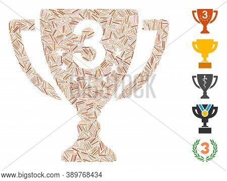 Hatch Mosaic Based On Third Place Cup Icon. Mosaic Vector Third Place Cup Is Composed With Random Ha