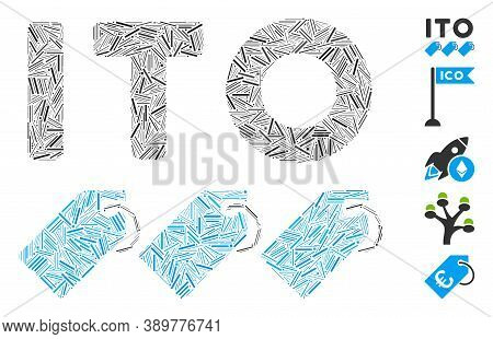 Line Mosaic Based On Ito Tokens Icon. Mosaic Vector Ito Tokens Is Formed With Random Line Spots. Bon