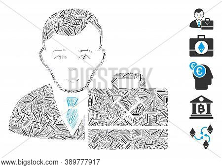 Hatch Mosaic Based On Mining Accounter Icon. Mosaic Vector Mining Accounter Is Formed With Randomize