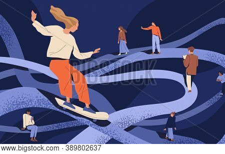Psychological Concept Of Important Key Points In Memory Or Searching And Finding Life Path. People G