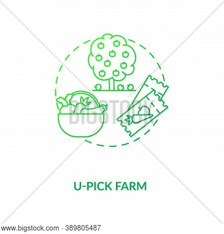 U Pick Farm Concept Icon. Collecting Vegetables And Fruits With Your Own Hands. Farming Advices. Agr