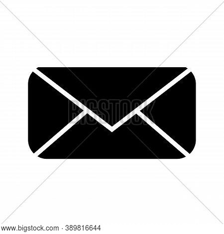 Letter Black Icon On A White Background, Message. Vector Eps10