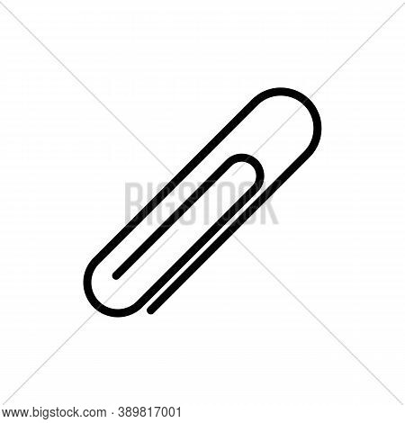 Simple Paperclip Icon Black On White Background. Vector Eps10