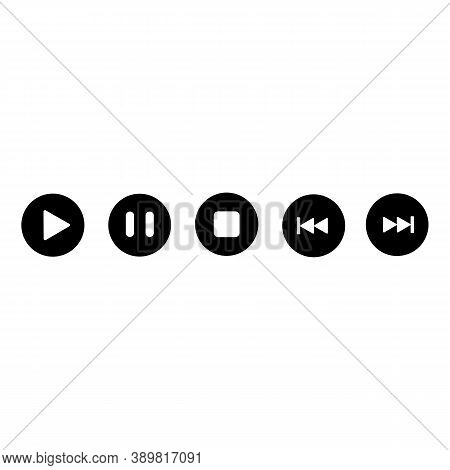 Set Music Control Icon. Track Control Buttons. Vector Eps10