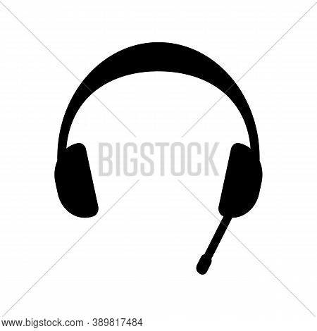 Wireless Headphones Icon Black On A White Background. Gaming. Vector Eps10