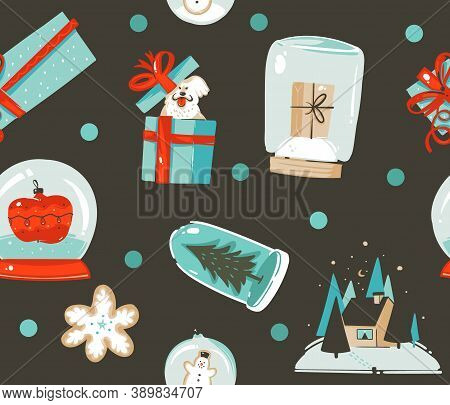 Hand Drawn Vector Abstract Fun Stock Flat Merry Christmas, And Happy New Year Time Cartoon Festive S