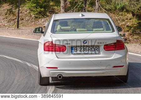 White Bmw 320D On Road In Bihor, Romania, 2020