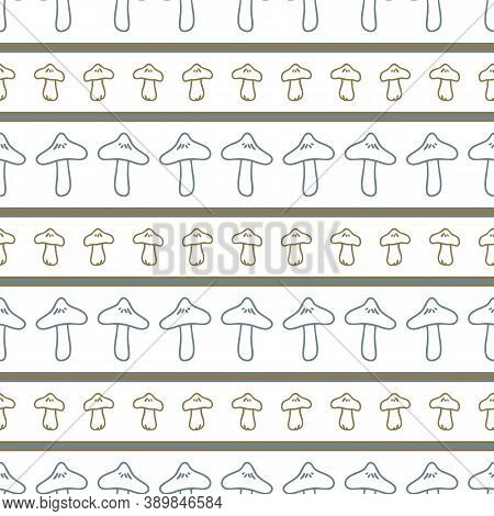 Seamless Background Webcap Mushroom Gender Neutral Pattern. Whimsical Minimal Earthy 2 Tone Color. K