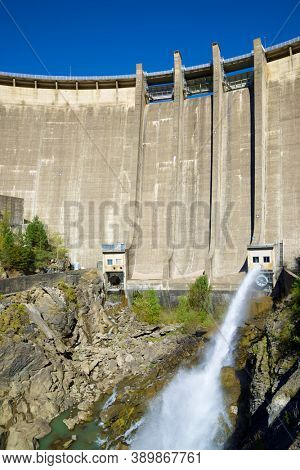 Bubal Dam in Tena Valley, Pyrenees, Huesca province, Aragon in Spain.