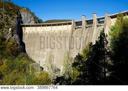 Bubal Dam in Tena Valley, Pyrenees, Huesca province, Aragon in Spain.