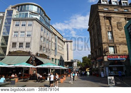 Dortmund, Germany - September 16, 2020: People Visit Markt, Main City Square In Dortmund, Germany. D
