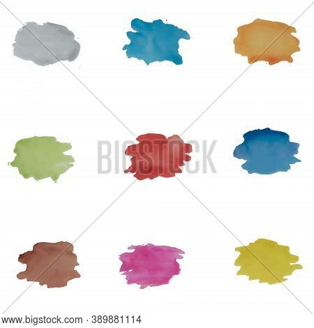 The Colorful Vector Watercolor Brush Strokes. Set