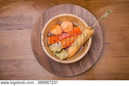 Oden Is Delicious Japanese Traditional Food It Consist Of Fish Dumplings And Various Other Articles 