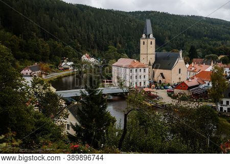 Small Ancient Town Rozmberk Nad Vltavou, South Bohemia, Czech Republic, September 26, 2020