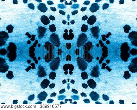 Animal Close Up. Indigo Leopard Hair. Turquoise