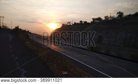 Morning Sunrise At An National Highway In India
