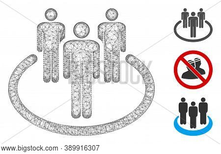 Mesh Community Polygonal Web Symbol Vector Illustration. Carcass Model Is Based On Community Flat Ic