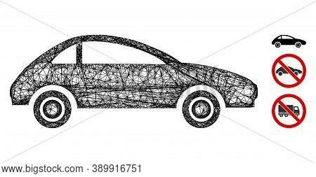 Mesh Coupe Car Polygonal Web Symbol Vector Illustration. Carcass Model Is Based On Coupe Car Flat Ic