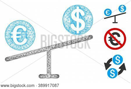 Mesh Currency Market Swings Polygonal Web 2d Vector Illustration. Model Is Based On Currency Market 
