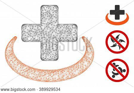 Mesh Medical Community Polygonal Web Icon Vector Illustration. Model Is Based On Medical Community F