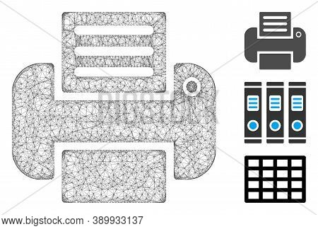 Mesh Printer Polygonal Web Icon Vector Illustration. Model Is Based On Printer Flat Icon. Triangular