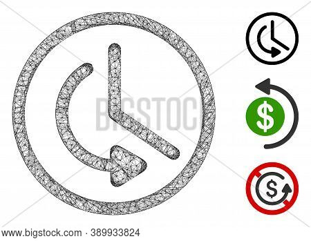 Mesh Rollback Time Polygonal Web Icon Vector Illustration. Carcass Model Is Created From Rollback Ti