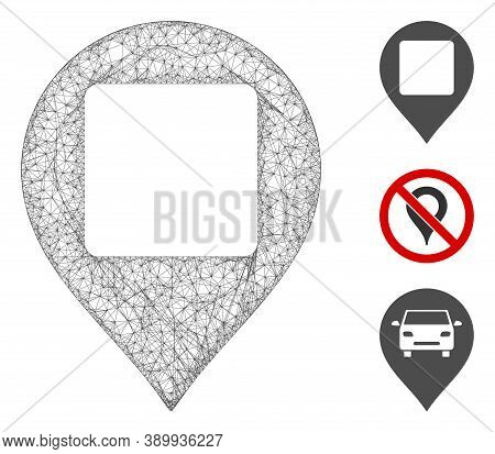 Mesh Square Hole Map Marker Polygonal Web Icon Vector Illustration. Carcass Model Is Based On Square