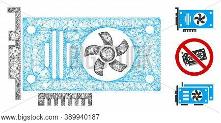 Mesh Videocard Polygonal Web Icon Vector Illustration. Model Is Based On Videocard Flat Icon. Triang