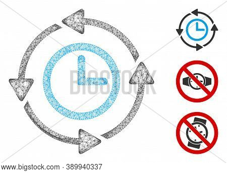 Mesh Wayback Clock Polygonal Web Icon Vector Illustration. Carcass Model Is Created From Wayback Clo