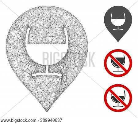 Mesh Wine Glass Marker Polygonal Web 2d Vector Illustration. Abstraction Is Based On Wine Glass Mark