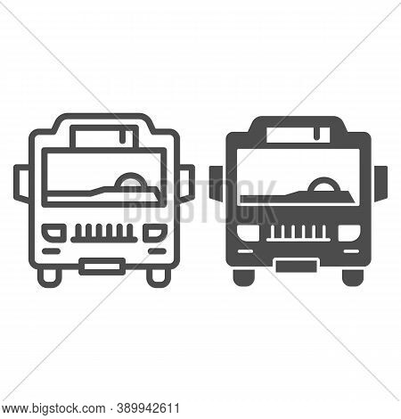 Shuttle Bus Line And Solid Icon, Public Transport Concept, Autobus Sign On White Background, Bus Ico