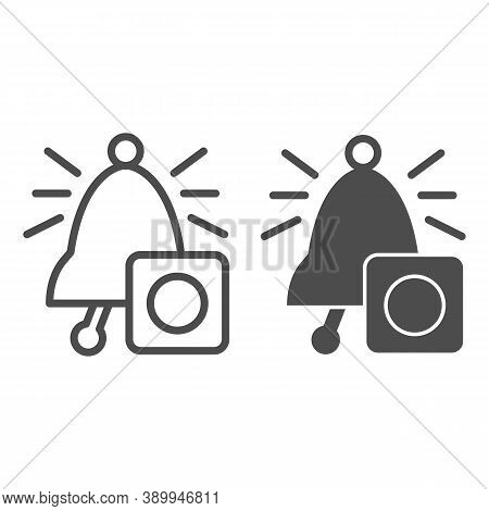 Call Button To The Driver Line And Solid Icon, Public Transport Concept, Ringing Bell Sign On White 