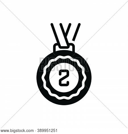 Black Solid Icon For Second Winner Success Award Reward Badage Prize Medal Place