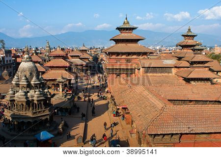 KATHMANDU, Nepál - 6. ledna: Pohled na náměstí Durbar Pátan 6 ledna 2009 v Káthmándú, Nepál. 