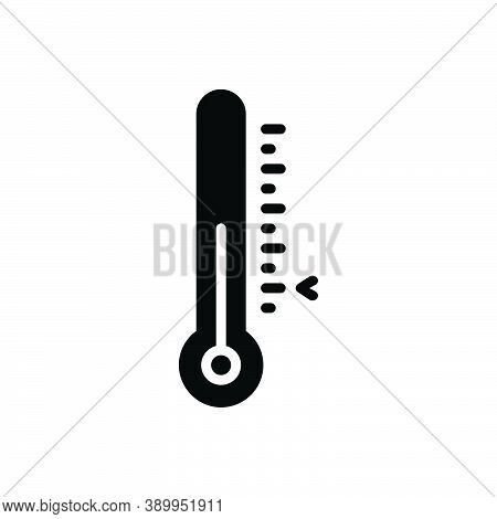Black Solid Icon For Normally Ordinarily Temperature Fahrenheit Celsius Degree Indicator Thermometer