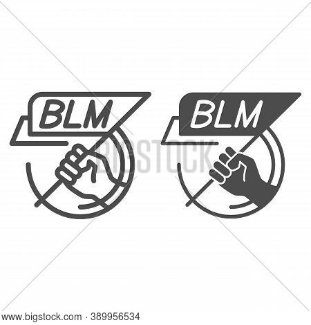 Hand Holding Blm Poster Line And Solid Icon, Black Lives Matter Concept, Blm Flag In Hand Sign On Wh